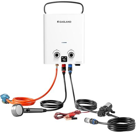 GASLAND Go Shower G5 Pro Gas-Durchlauferhitzer, Propan (37 mbar)/Butan (28-30 mbar) Wassererhitzer für den Außenbereich mit 4.3L/min Pumpe, Warmwasserdusche für den Campinggebrauch
