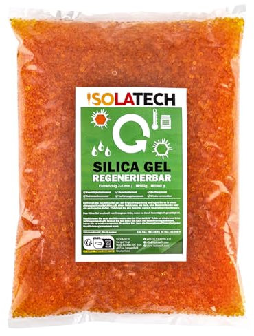 ISOLATECH Silica Gel régénérable, déshydratant, orange, sac de 3,6 kg Gel de silice déshumidificateur Silicagel, Convient également comme sèche-filament