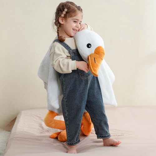Ponjauk 50 cm anatra in peluche morbido e coccolone, anatra giocattolo, cuscino di sonno per bambini