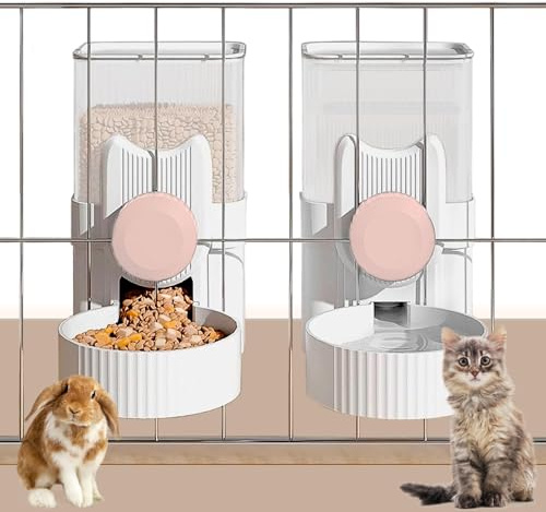 kathson Distributore automatico di cibo e acqua per animali domestici, mangiatoia automatica a gravità per gabbia, mangiatoia e abbeveratoio per porcellini d'India, ciotola per cibo per gatti
