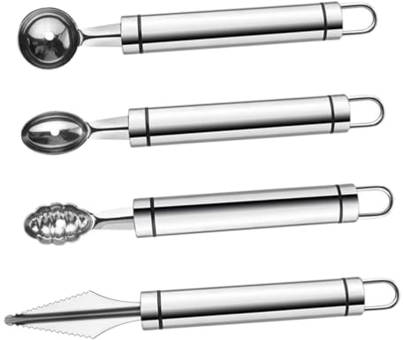 CIYODO Juego De 4 Cortadores De Bolas Rebanador De Melón Raspador De Frutas Sacabolas De Melón Pala De Cocina De Acero De Trinchar De Acero Inoxidable Utensilios De