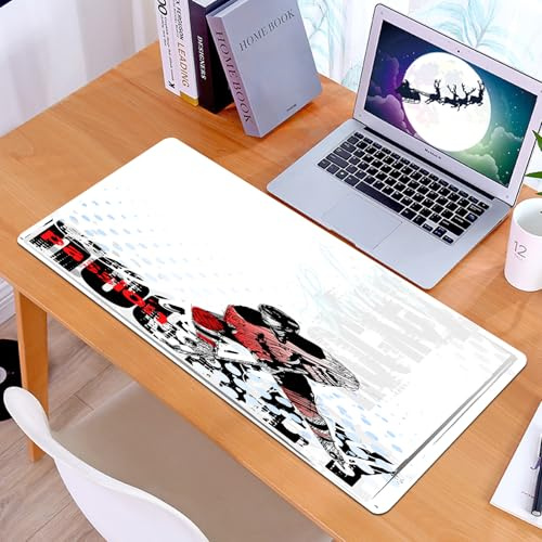 KDWJS Tapis de Souris XXL Speed Gaming - 90x40 cm - Base en Caoutchouc antidérapant Extended - Améliore la précision et la Vitesse - Hockey, Illustration d'un Gardien de But avec Un bâton Jeu de SPOR