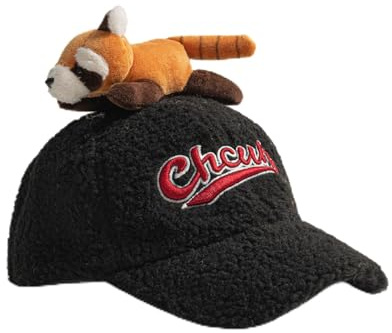 Generisch Gorro de invierno para niña, gorra de béisbol linda con diseño de mapache para niños, con gorro de lana de invierno, gorro para niños pequeños, guantes para casco cálido, Negro , 2-6 años