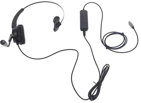 aqxreight Telefonheadset med Brusreducerande Mikrofon Stöd för Enstaka öron USB C Till USB 3,5 Mm-kontakt Fast VoIP-headset för PC Laptop Surfplatta Svart Skarpt Klart en Fest överlägsen
