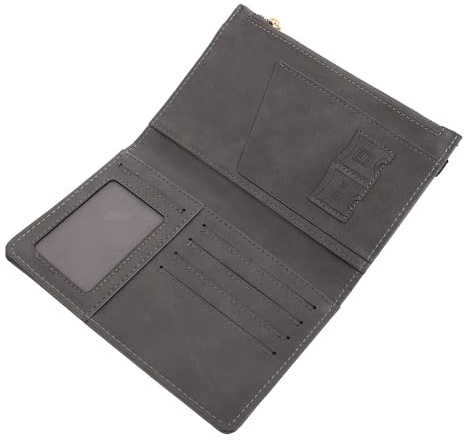 ifundom Zippered Rfid Passport Cover Travel Passport Protector Pu Certificate Holder Card Organizer Short Wallet for Men and Women in Dark Gray