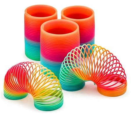 USTASS Set di 3 Molle Magiche Arcobaleno per Bambini – Spirale Rainbow 6 cm – Giocattolo Sensoriale Divertente e Anti-Stress – Scende le Scale – Molle Multicolori per Ragazzi e Ragazze