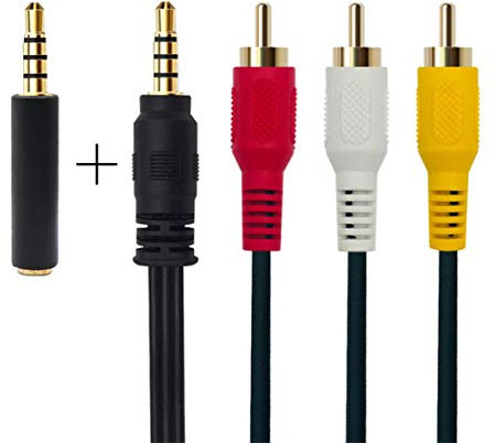 QiCheng&LYS 3rca Kabel Auf Av, Av Camcorder Video Kabel Adapter 3,5 mm Aux for Smartphones MP3 Tablet Speakers, Home Theater