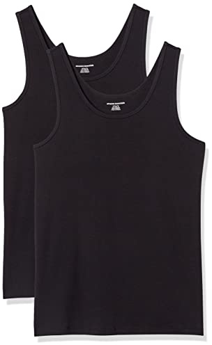 Amazon Essentials Camiseta de Tirantes de Ajuste Entallado Mujer, Pack de 2, Negro, XXL
