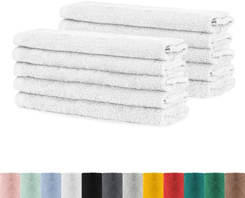 BaSaTex - Handtuch Set für Gäste 10er Pack - Frottee-Handtücher mit Aufhängeschlaufe aus weicher Baumwolle in 30x50cm - Waschtücher für Gäste Öko-Tex Standard 100 Zertifiziert - Weiß