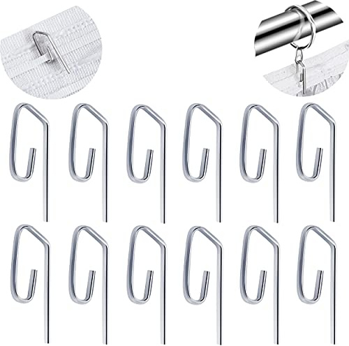 Metal Curtain Hooks for Window Curtain, Door Curtain Header Tape Drapery Hooks (100 Pack)