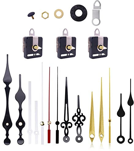 uhrwerk für wanduhr mit pendel, Lre Co. 18 mm Langschaft Uhr Mechanismus Kits mit 3 Quartz Uhrwerken und 5 Sätzen Zeigern lautlos uhrwerk mit Zeiger zum basteln