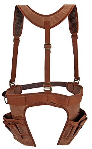 Tourbn Sac à outils de charpentier en toile cirée avec bretelles