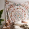 Beige Bohemian Tapisserie Wandbehang, Mandala Blumenmedaillon mit weißem ästhetischen Kranz Design, Psychedelischer Hippie Wanddekor Decke für Schlafzimmer Wohnheim, 150 * 170cm