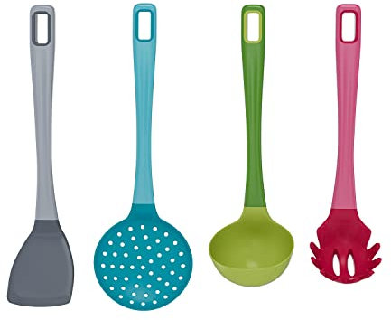 Empava Küchenhelfer Set of 4 - (Pfannenwender, Suppenkelle, Schaumlöffel, Spaghettilöffel) küchenutensilien, Pfannenwender Kunstoff, Schöpfkelle, Schaumkelle, Spaghetti Löffel, küchenhelfer