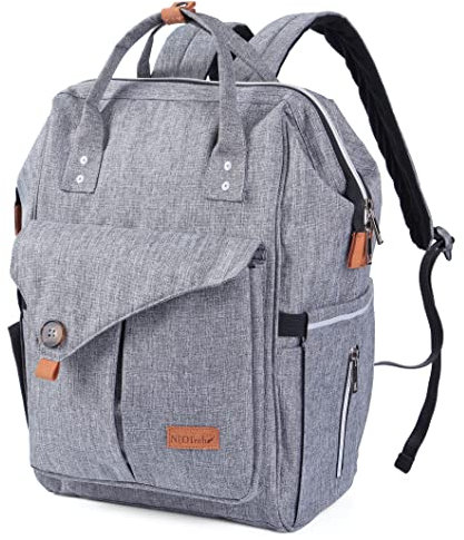 NEOtech Care Wickeltasche Rucksack für Baby Mädchen/Junge, breite Öffnung, Multifunktions-Organisationstaschen (Grau)