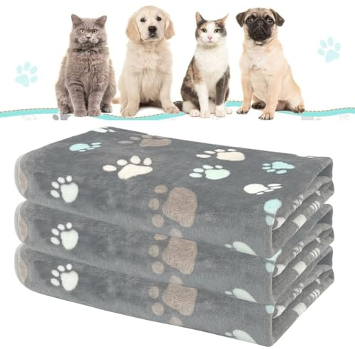 LATRAT 3-pack hundtäcke kattfiltar tvättbar och fluffig, gosig filt, hund, fluffig kattfilt, soffskydd för hundar, hundfilt, soffa (svart)