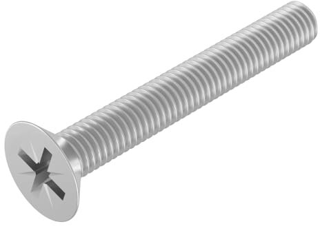 SECCARO Tornillo avellanado M6 x 45 mm, acero inoxidable V2A VA A2, DIN 965, Phillips / PZ, rosca completa, 20 unidades