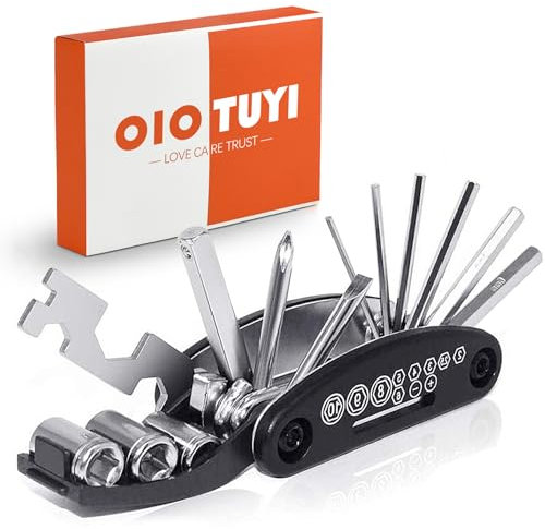 OioTuyi 16-in-1 Fahrrad Multitool Set, Minitool für Unterwegs, Fahrradwerkzeug Multifunktionswerkzeug, Bike Tool Kit
