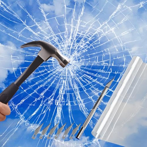 Pellicola trasparente per finestre, 40 x 300 cm, pellicola adesiva anti-UV, protezione da schegge, pellicola protettiva in vetro per finestra di sicurezza