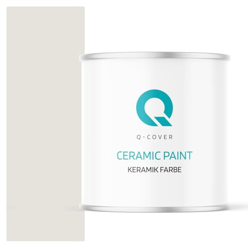Q-COVER Keramik Farbe 2L (ca.14m²) Weiß-grau Wandfarbe Innenfarbe Abwaschbar Klasse 1 Mattfarbe Deckenfarbe Scheuerfest Küche Bad Treppen Ceramic Hohe Deckkfraft