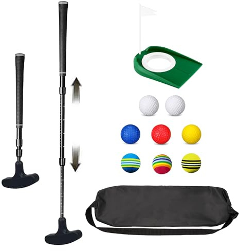 Mini club de golf réglable avec 8 balles de golf, putters de golf bidirectionnels pour homme et femme, droitier/gaucher, cadeau de golf