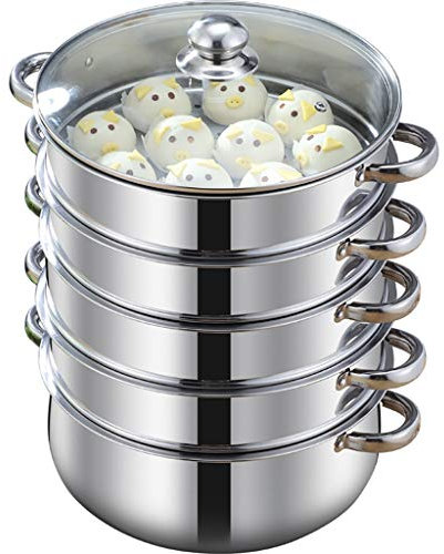 Pentola per cottura a vapore a 3 strati, 40 cm, per fornelli a induzione a gas, pentole multiuso