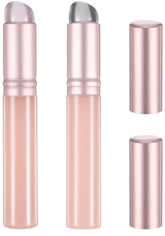 2 pennelli per labbra, balsamo per labbra, applicatore per labbra, maschera per labbra, maschera per labbra, testa tonda, pennello per rossetto, applicatore per labbra, spazzola per labbra portatile