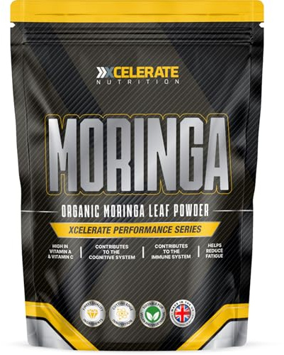 Organic Moringa Powder - Premium Quality Superfood for Immune Support, Cognitive Function & Fatigue Reduction - 100% Plant-Based, Vegan, Organic by XCelerate Nutrition (100g)