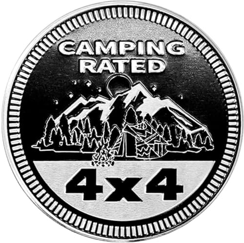 Emblème de camping pour voiture, 10,2 x 10,2 cm, badge 3D en métal pour voiture, emblème rond, autocollant compatible avec véhicules Jeep Wrangler camions, SUV