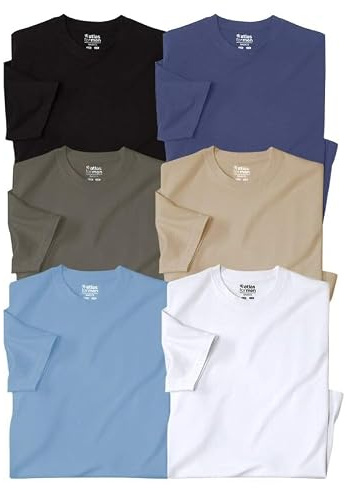 ATLAS FOR MEN - Lot de 6 Tee-Shirt Homme ManchesCourtes - Disponible en Grandes Tailles du M au 5XL