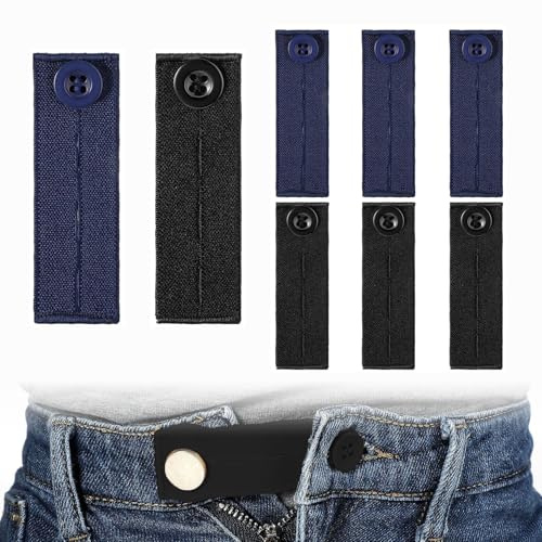 BSDYCL 8 Stück Hosenbunderweiterung, elastischer Knopfverlängerung für Hosen – drei verstellbare Positionen, hosenknopf verlängerung für Umstandsjeans, Umstandshosen und -röcke
