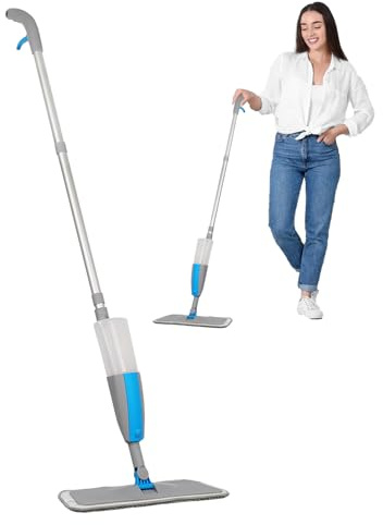 Trapeador En Aerosol De Microfibra - Limpiador De Pisos Húmedo Y Seco, Botella De Agua Recargable | Diseño De Pulverización Suave, Almohadillas De Microfibra Para Baldosas De Cerámica Laminadas