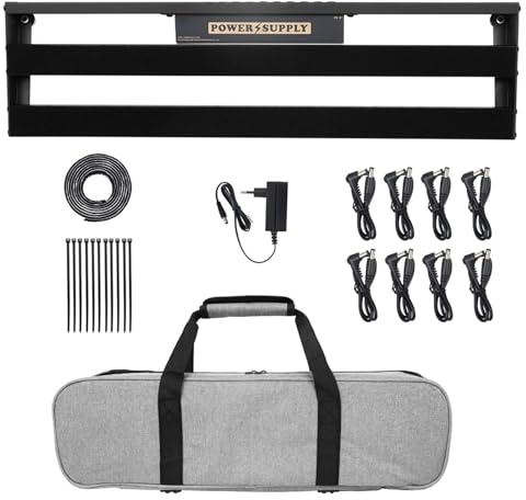 Pédalier de guitare avec bloc d'alimentation intégré, alliage d'aluminium, effet guitare noire, avec sac, câble de pédale, effet guitare