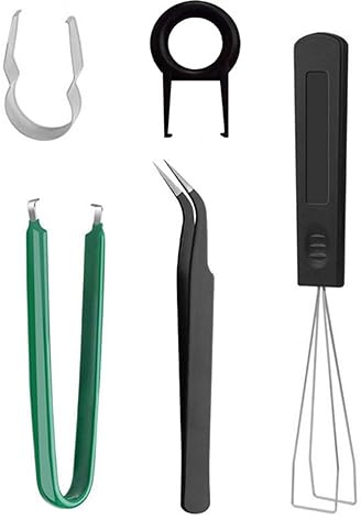 Kelisdi 5 strumenti di pulizia della tastiera, estrattore di tasti per la rimozione dei tasti e pinzette antistatiche kit di estrattori per tappi per tasti e interruttori per la pulizia degli