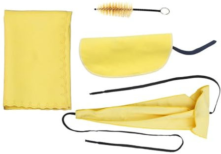 Alnicov Saxophone Cleaning Care Kit mit 3-teiligem Reinigungstuch und Mundstückbürste Wartungswerkzeug für Musikinstrumente (gelb)