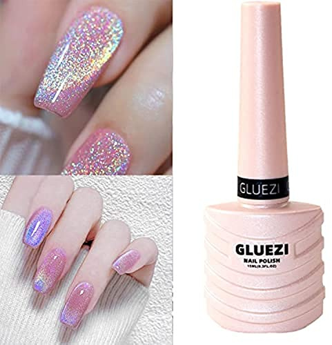 15ml Vernis Semi permanent Magnétique, Holographique Pailleté Cat Eye Vernis à Ongles Gels avec Bâton,UV LED Gel Nail Art Manucure
