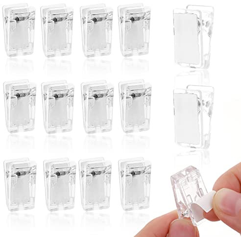 Grevosea 15 Stück Klebrige Federclips Selbstklebende Wandclips Outdoor Selbstklebend Kabelclips Deko Clip Durchsichtige Wandteppich-clips Hängende Federklammern für Zuhause Büro Fotoposter Rechteckig
