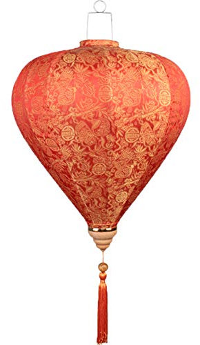 MIHOTA Gartenlaternen, Solar-Hängelaternen, Gartenzubehör, bemalte Stofflaterne, chinesische traditionelle hängende Laterne, Dekoration, Lampenschirm for den Hausgarten, 35,6 cm