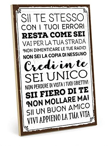 TypeStoff Targa in legno con aforisma – SII TE STESSO – Stile vintage con citazione, adatta come articolo da regalo e decorazione a tema autorealizzazione e hygge- HS-00492-IT