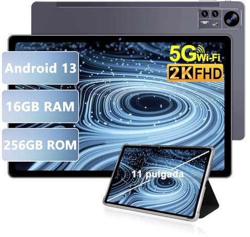 AOCWEI Tablet 11 Pulgadas 2K Android 13 16GB RAM+256GB ROM (TF 512GB)|8600 mAh|5MP+13MP+2MP| 2000 * 1200pixels |Bluetooth 5.0 |5G+2.4G WiFi |Octa-Core|Tablet con Funda