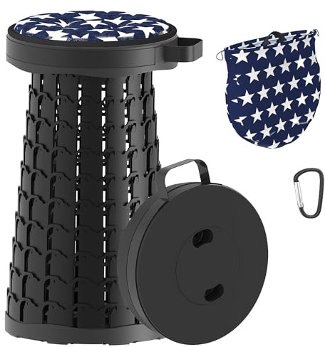 LOCYOP Taburete de Camping portátil telescópico para Pesca Resistente para Exteriores en Interiores y Exteriores, Senderismo, Barbacoa, con Bolsa de Transporte y cojín, Carga máxima 200KG