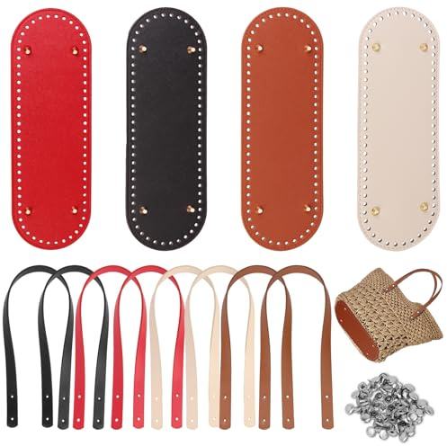 Fondo della borsa Manici per borse Set, 12 pezzi La borsa in PU gestisce il fondo della borsa set, base per borsa in 4 colori per uncinetto con spallacci, per fai da te creazione di borse