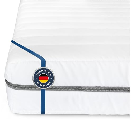 BMM Classic Materasso 90x200 cm, H3 solido, materasso in schiuma di lattice certificato Öko-Tex, 7 zone ortopediche, altezza 12 cm, prodotti in Germania