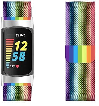 KUWAI Armbänder für Fitbit Charge 6 Armband, Rostfreie Stähle Magnetischer Armband für Fitbit Charge 6 Armbänder für Männer Frauen Band für Fitbit Charge 6 (S)