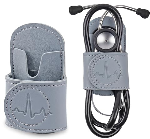 QIELIZI Stethoscope Holder Hip Clip.Night Shift Nurse Essentials Organizer,3M Littmann Stethoscope Belt Clip for Scrubs, Nursing Tools Holster Case,Teaching Stethoscope Holder(1-Double Blue)