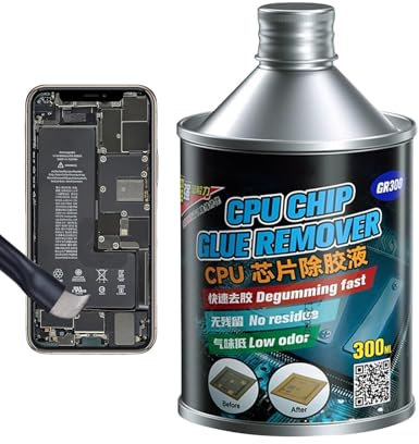 Dissolvant de colle pour processeur de téléphone, dissolvant de colle CPU – 300 ml de colle noire fondue pour réparation de téléphone portable, liquide de nettoyage, outil de nettoyage sûr pour puce