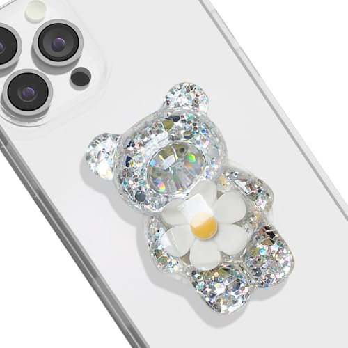 TTPSRY Soporte Teléfono Osito Brillante Plegable Multifuncional Agarre Seguro Sujeción Trasera Expansible Universal Compatible