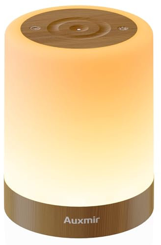 Auxmir Nachttischlampe Nachtlicht Touch Dimmbar, 3000mAh Tischlampe Kabellos USB Aufladbar mit 256 RGB Farben 5 Modi, Timing Funktion, LED Stilllicht Lampe für Deko Schlafzimmer, Camping, Dunkelbraun