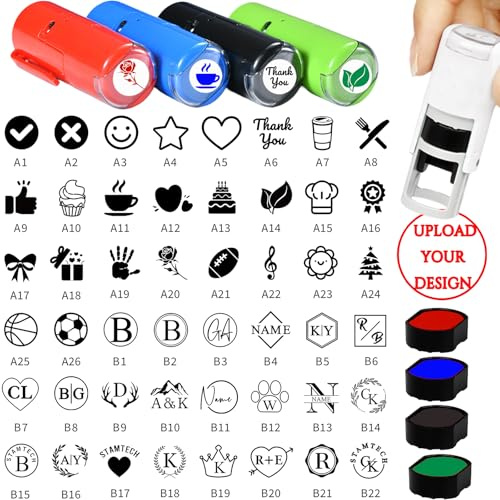 Personalised Loyalty Card Stamp 12mm (0.47) Custom Mini Self-Inking Drink Beverage Logo Stamps Customised Small Round Rubber Stamp for Coffee Card Business Shop Member Reward