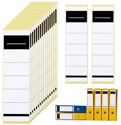 50 Pack Self-Adhesive Folder Spines 54 x 190 mm Folder Labels Self-Adhesive Narrow Lever Arch Folder Spine Labels for 8 cm Folder Folder Spine Stickers for Office School and Home Use Uncoated White